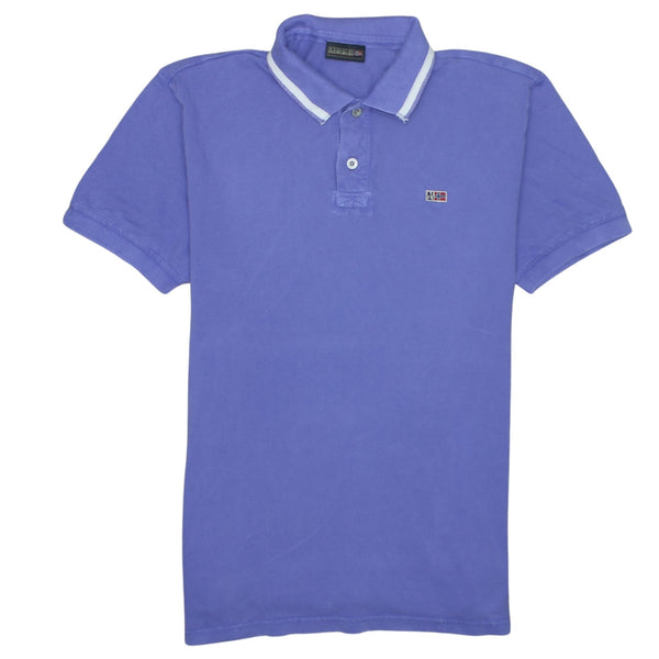 Napapijri 90's Short Sleeves Quarter Button Polo Shirt Large  Purple