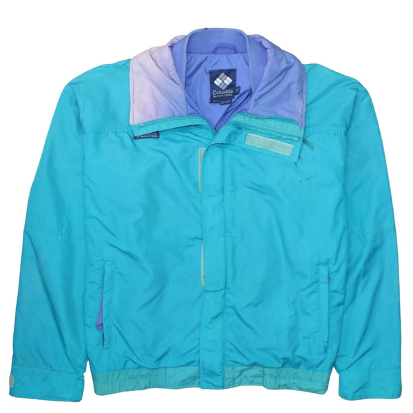 Columbia Turquoise Windbreaker Jacket Men's Large Zip Pockets Colour Block Outerwear