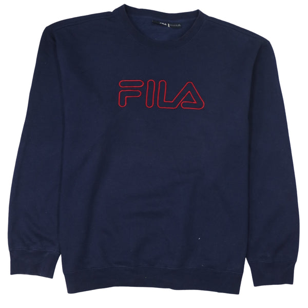 Fila Navy Blue Sweatshirt Women's 4XL Embroidered Red Logo Crewneck Pullover Top