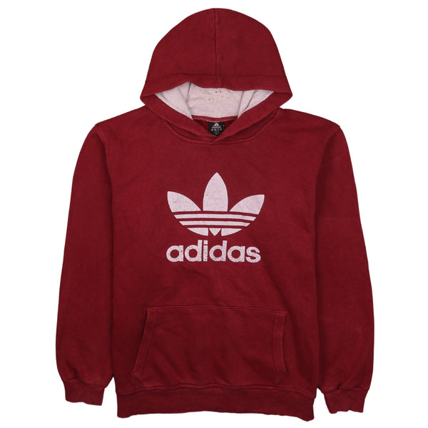 Adidas 90's Spellout Pullover Hoodie Large Burgundy Red