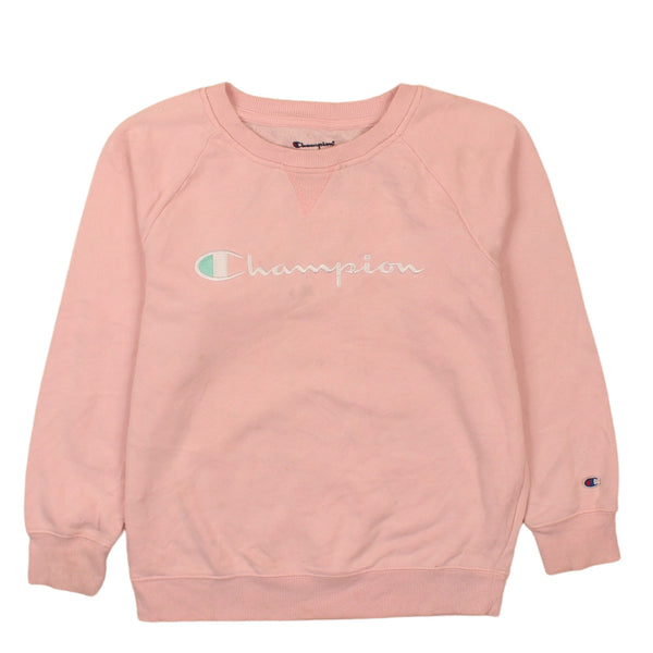 Champion 90's Spellout Crew Neck Sweatshirt Large Pink