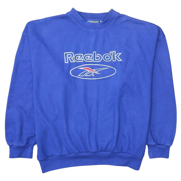 Reebok Royal Blue Sweatshirt Men's XLarge Embroidered Logo Crewneck Pullover Fleece Top