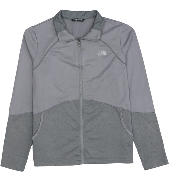 The North Face Grey Full Zip Jacket Women’s XLarge Embroidered Chest Logo Hand Pockets Fleece Top