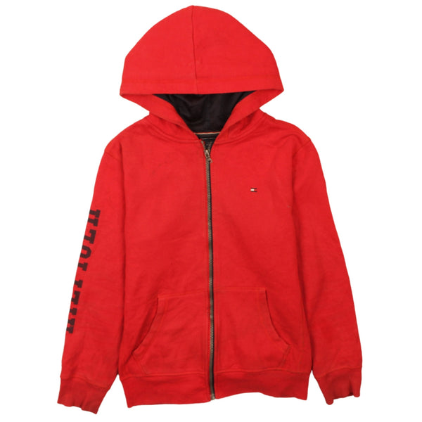 Tommy Hilfiger 90's Drawstring Pockets Full Zip Up Hoodie Large Red