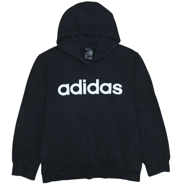 Adidas 90's Black Spellout Pullover Hoodie XLarge Vintage