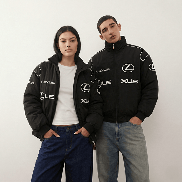 Lexus Racing Puffer Jacket – Black Embroidered Motorsport Windbreaker
