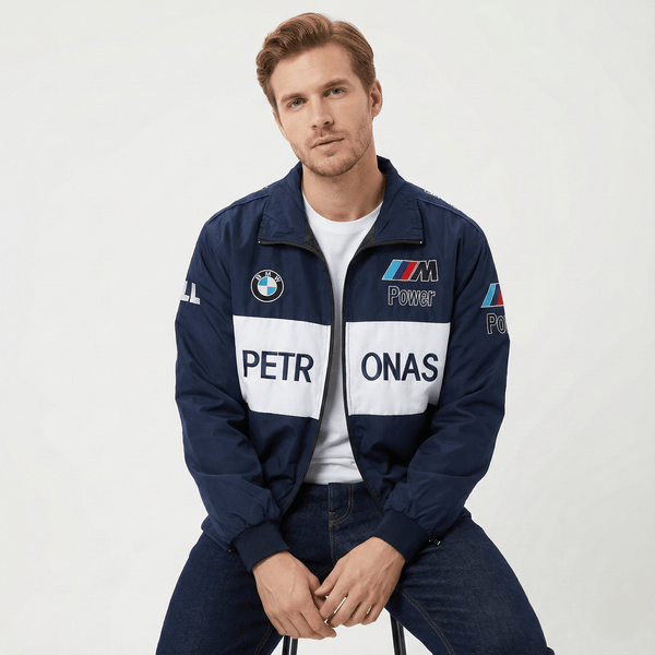 BMW Petronas Racing Jacket – Navy & White Motorsport Windbreake