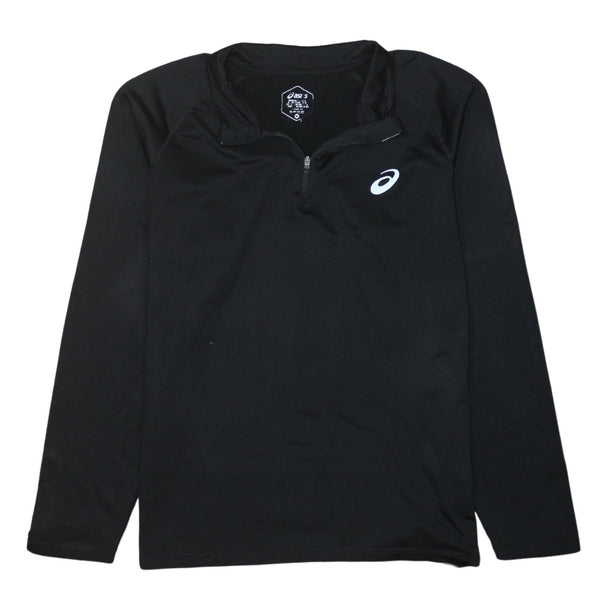 Asics Black Quarter Zip Top Men’s XLarge Printed Logo Long Sleeve Running Training Pullover