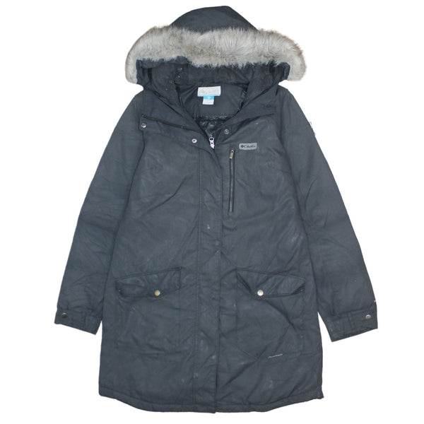 Columbia 90's Vintage Small Black Hooded Zip Parka Jacket Men's