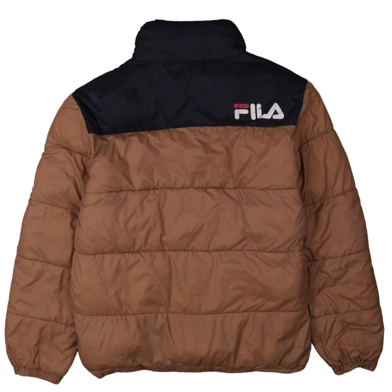 Fila 90's Lightweight Full Zip Up Heavyweight Puffer Jacket Small Brown