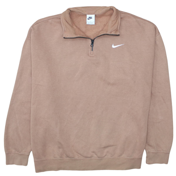 Nike 90's Swoosh Quarter Zip Sweatshirt Medium Brown