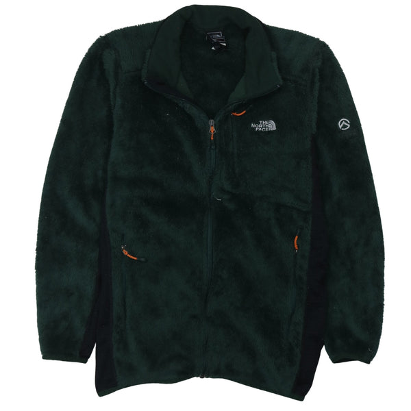 The North Face Dark Green Fleece Jacket Men’s XLarge Embroidered Logos Zip Pockets Outdoor Top