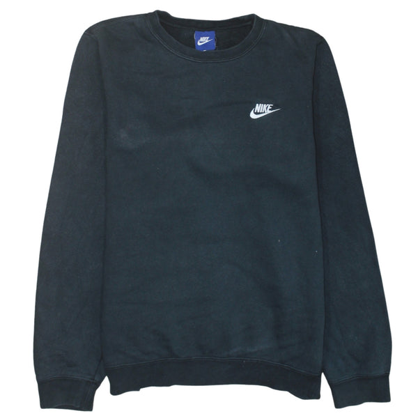 Nike Black Sweatshirt Men's Small Embroidered Swoosh Logo Crewneck Pullover Fleece Top