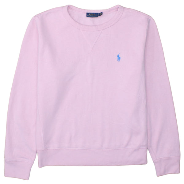 Polo Ralph Lauren Light Pink Sweatshirt Women’s Large Embroidered Pony Logo Crewneck Pullover Fleece Top