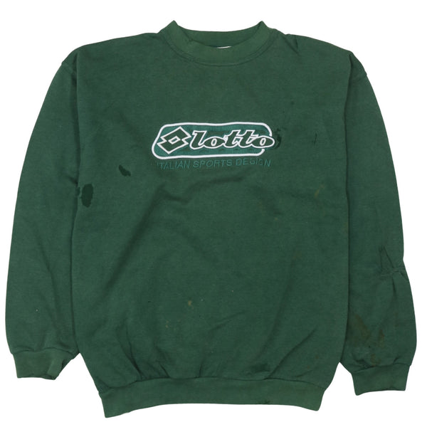 LOTTO 90's Spellout Crew Neck Sweatshirt Large Green