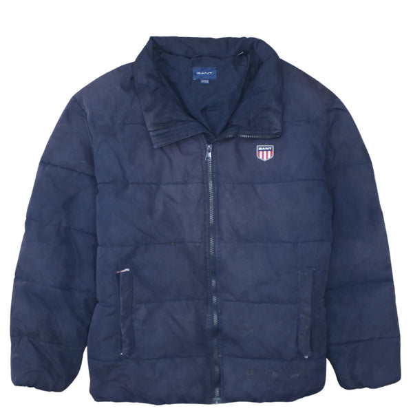 GANT 90's Lightweight Full Zip Up Puffer Jacket Large  Navy Blue