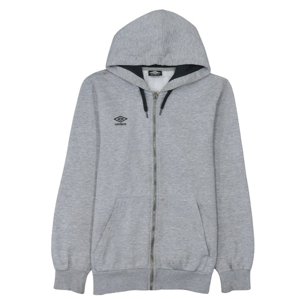 Umbro 90's Drawstring Pockets Full Zip Up Hoodie Medium Grey