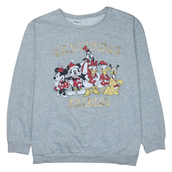 Disney 90's Christmas Friends Crew Neck Sweatshirt XLarge Grey