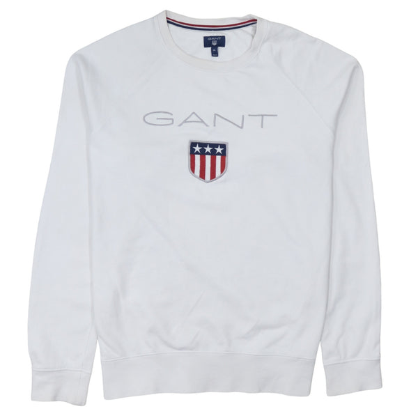 GANT White Sweatshirt Women’s XLarge Embroidered Logo Shield Crest Raglan Crewneck Pullover