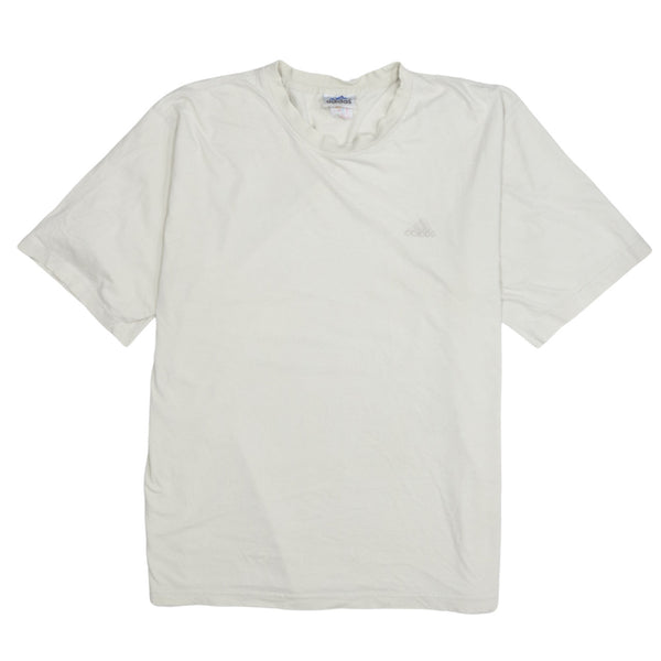 Adidas Cream T Shirt Men’s XLarge Embroidered Chest Logo Minimal Basic Tee Top