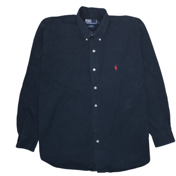 Polo Ralph Lauren 90's Long Sleeve Button Up Shirt Medium Navy Blue