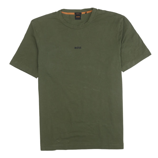 HUGO BOSS Khaki Green T Shirt Men’s Large Small Chest Logo Casual Tee Top