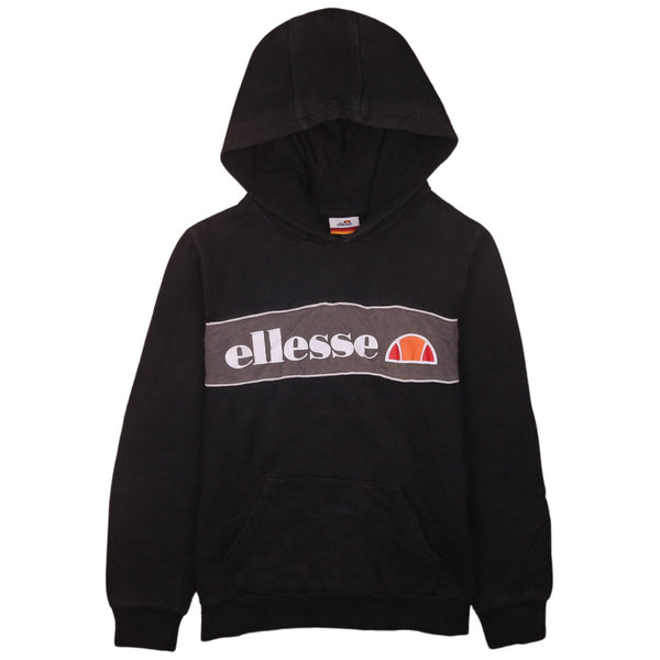 Ellesse 90's Spellout Pullover Hoodie Medium (missing sizing label) Black