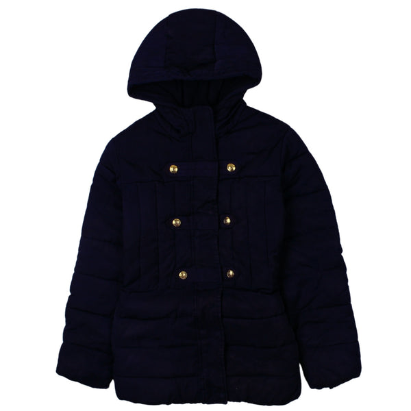 Jaris 90's Hooded Full Zip Up Puffer Jacket Small Navy Blue