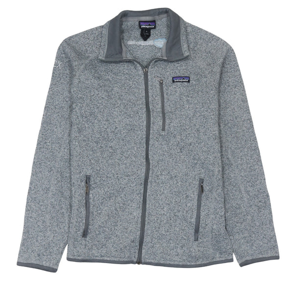 Patagonia Grey Full Zip Fleece Jacket Women's Medium Embroidered Logo Zip Pockets Outerwear