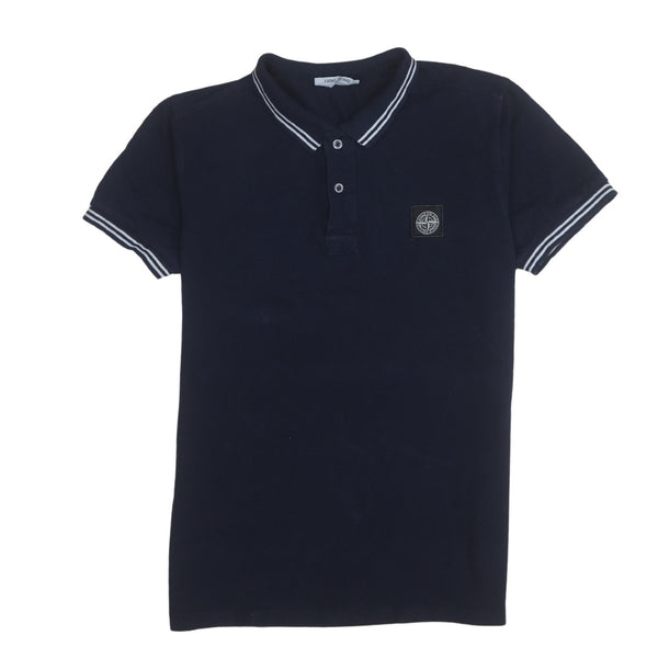 Stone Island Navy Blue Polo Shirt Men’s Small Badge Logo Tipped Collar Casual Top