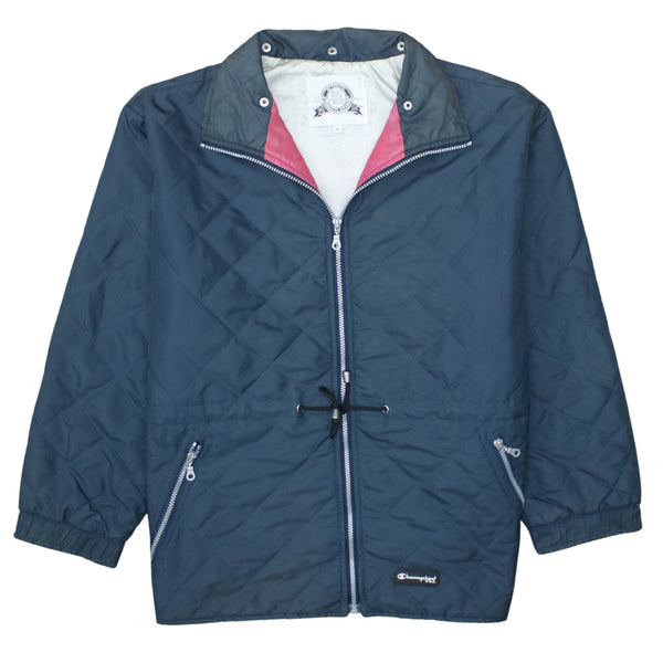 Champion 90's Plain Full Zip Up Windbreaker Medium Navy Blue