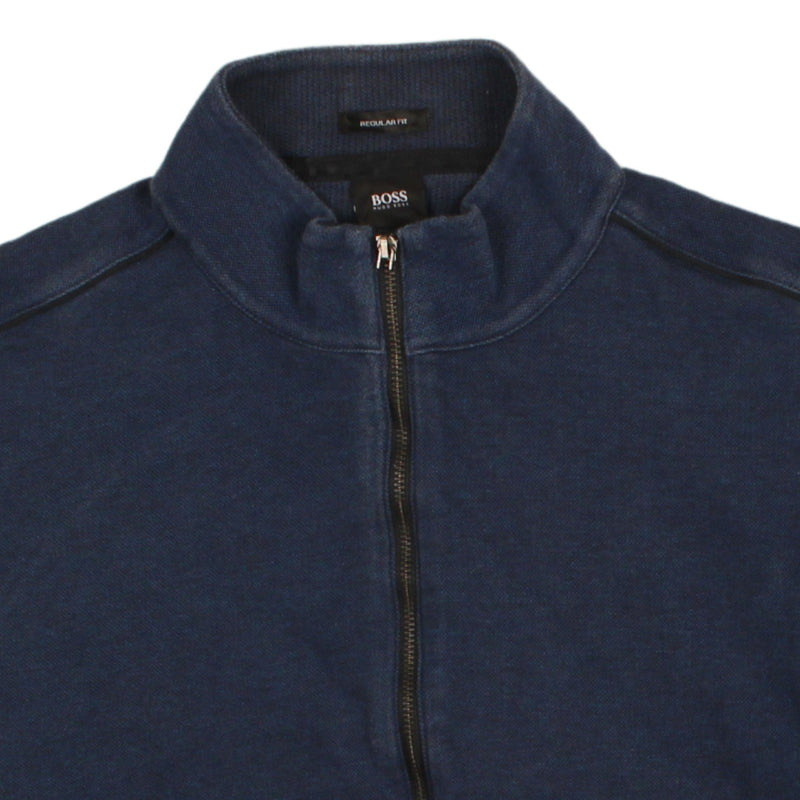 HUGO BOSS 90's Full Zip Up Sweatshirt Large Navy Blue