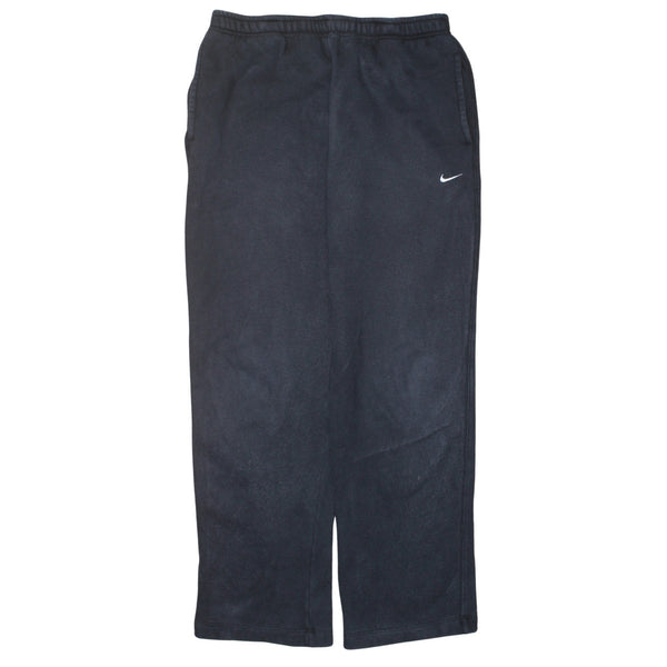 Nike Black Fleece Trousers Men's Small Embroidered Swoosh Elastic Waist Pockets Joggers