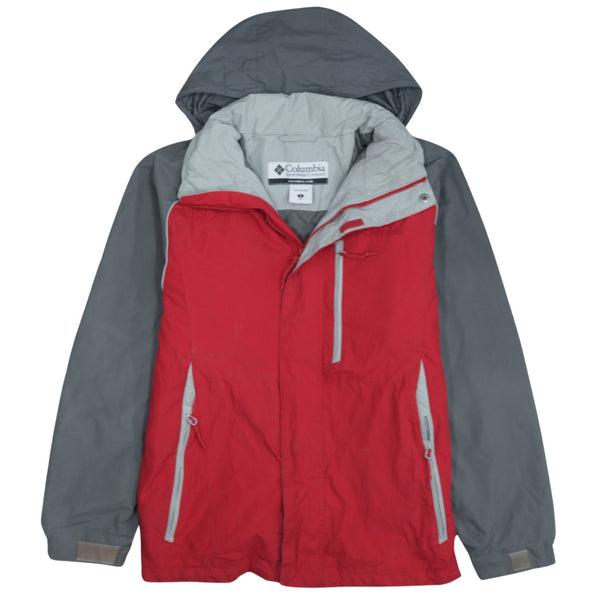 Columbia 90's Grey Red Hooded Full Zip Windbreaker Men's Small