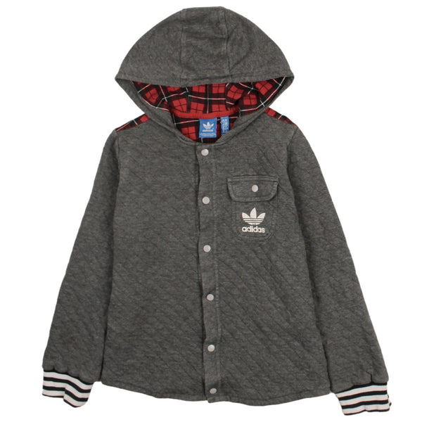 Adidas 90's Button Up Hoodie Medium Grey