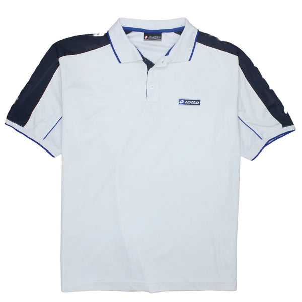 LOTTO 90's Short Sleeves Quarter Button Polo Shirt XXLarge (2XL) White