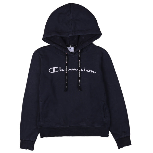 Champion 90's Sportswear Spellout Heavyweight Hoodie XSmall Navy Blue