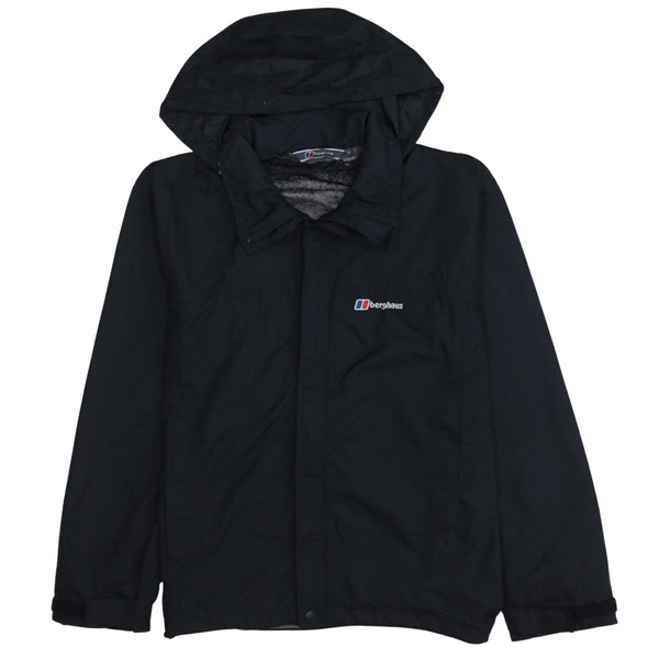 Berghaus Black Hooded Windbreaker Jacket Men’s Medium Embroidered Logo Lightweight Outdoor Coat