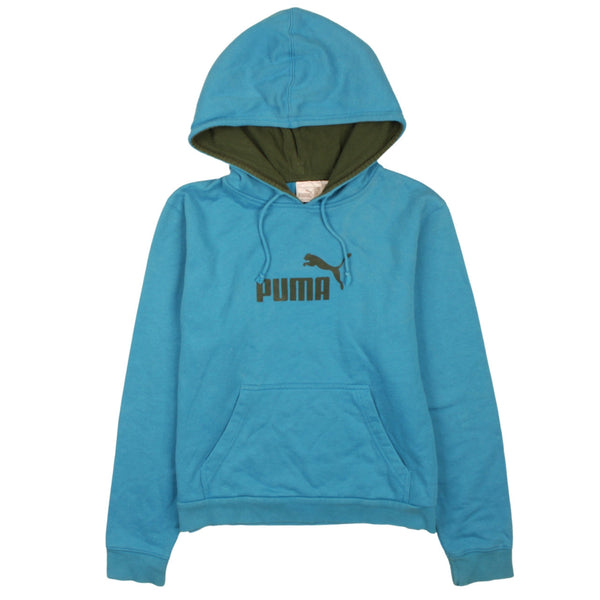 Puma 90's Spellout Pullover Hoodie Large Blue