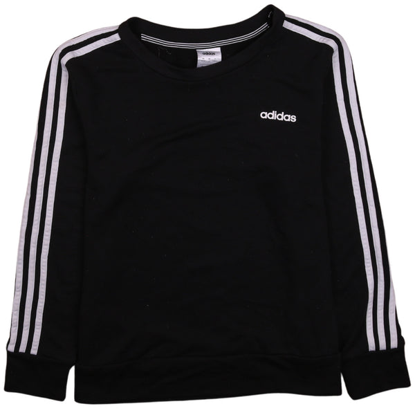 Adidas 90's Striped Sleeves Crew Neck Sweatshirt Medium Black