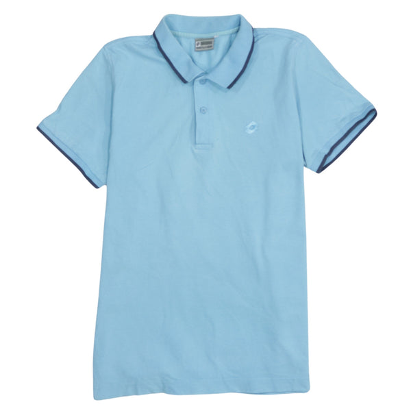 LOTTO 90's Short Sleeves Quarter Button Polo Shirt Medium  Blue