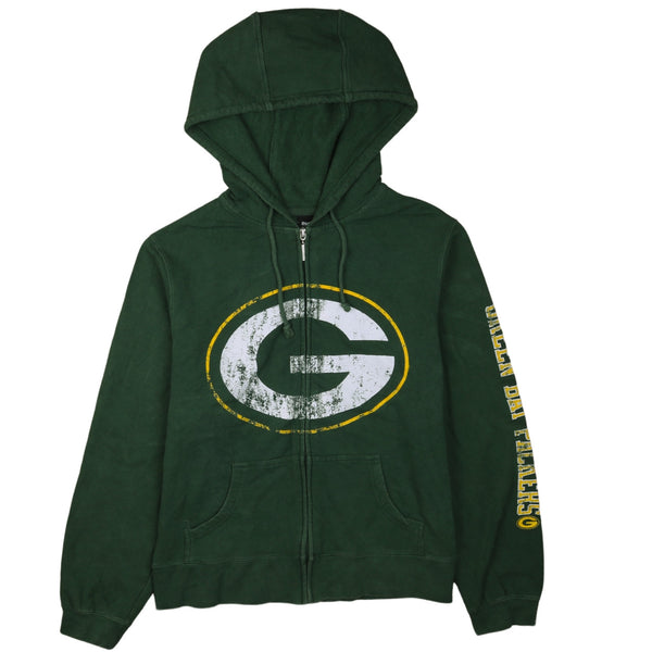 Reebok 90's Green Bay Packers Full Zip Up Hoodie Medium Green