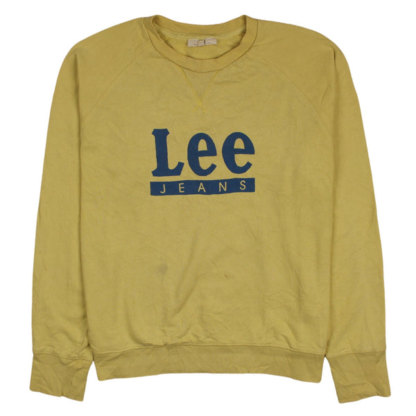 Lee 90's Spellout Crew Neck Sweatshirt Large Yellow