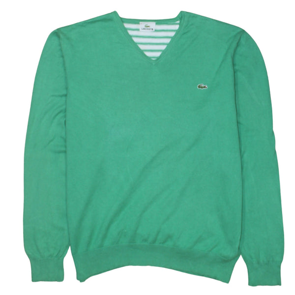 Lacoste 90's Lightweight V Neck Sweatshirt Large  Green
