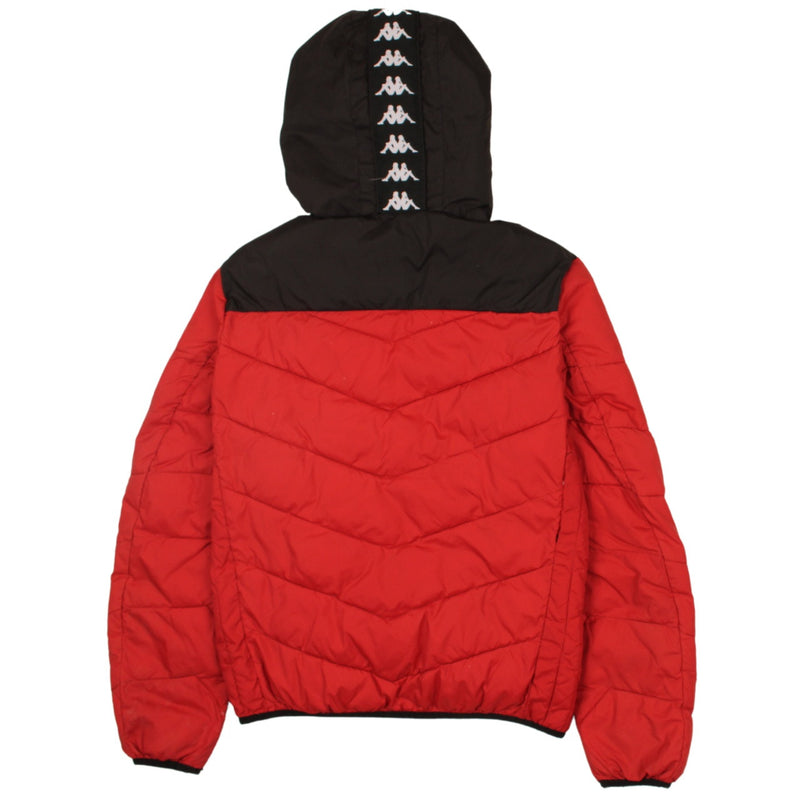 Kappa 90's Hooded Full Zip Up Puffer Jacket Small Black