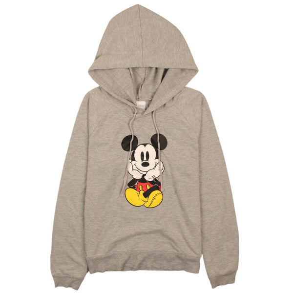 Disney 90's Mickey Mouse Pullover Hoodie Large Grey