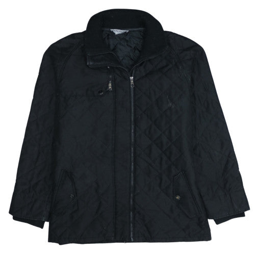 Stone Island Black Quilted Jacket Men's XLarge Zip Pockets Cord Collar Outerwear