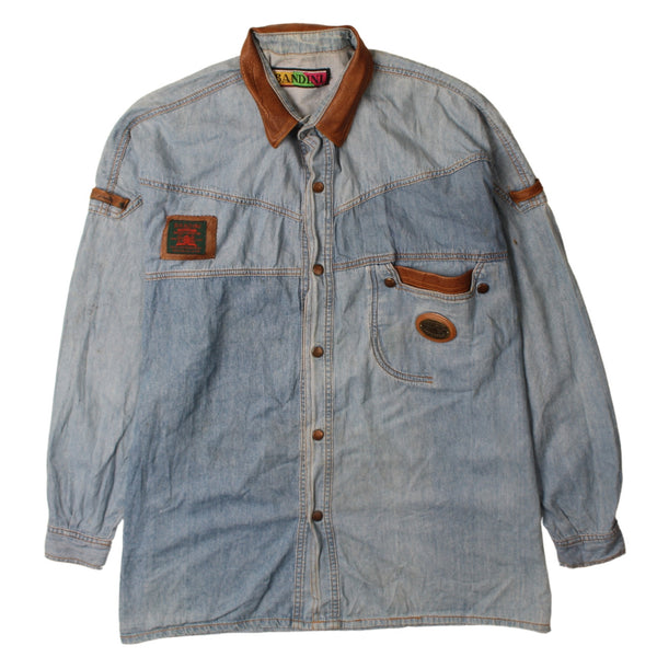 Active 90's Blue Vintage Long Sleeve Button Up Shirt Men's XL