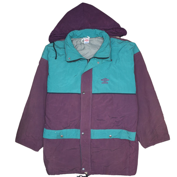 Umbro 90's Hooded Full Zip Up Windbreaker XLarge Green
