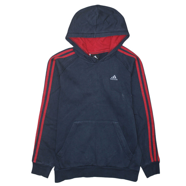 Adidas 90's Striped Sleeve Pullover Hoodie Large Grey